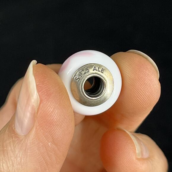 Genuine VTG Pandora Murano Glass Pink Ribbon Breast Cancer Charm S925 ALE - Picture 7 of 7